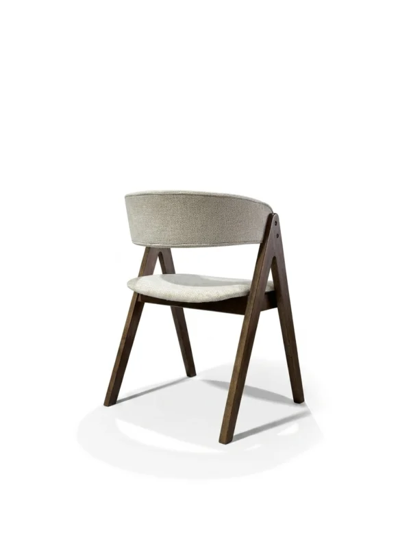 Nicole โ Wooden Dining Chair | Fabric Beige and Walnut legs