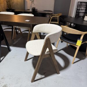 Nicole Wooden Dining Chair – Fabric Beige and Walnut legs