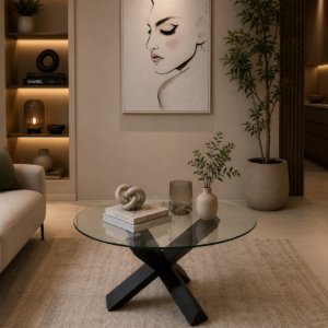 Ryan- Coffee Table | Black With Glass Top