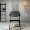 Ash Dining Chair Grey Fabric & Black Wooden Legs – view 4