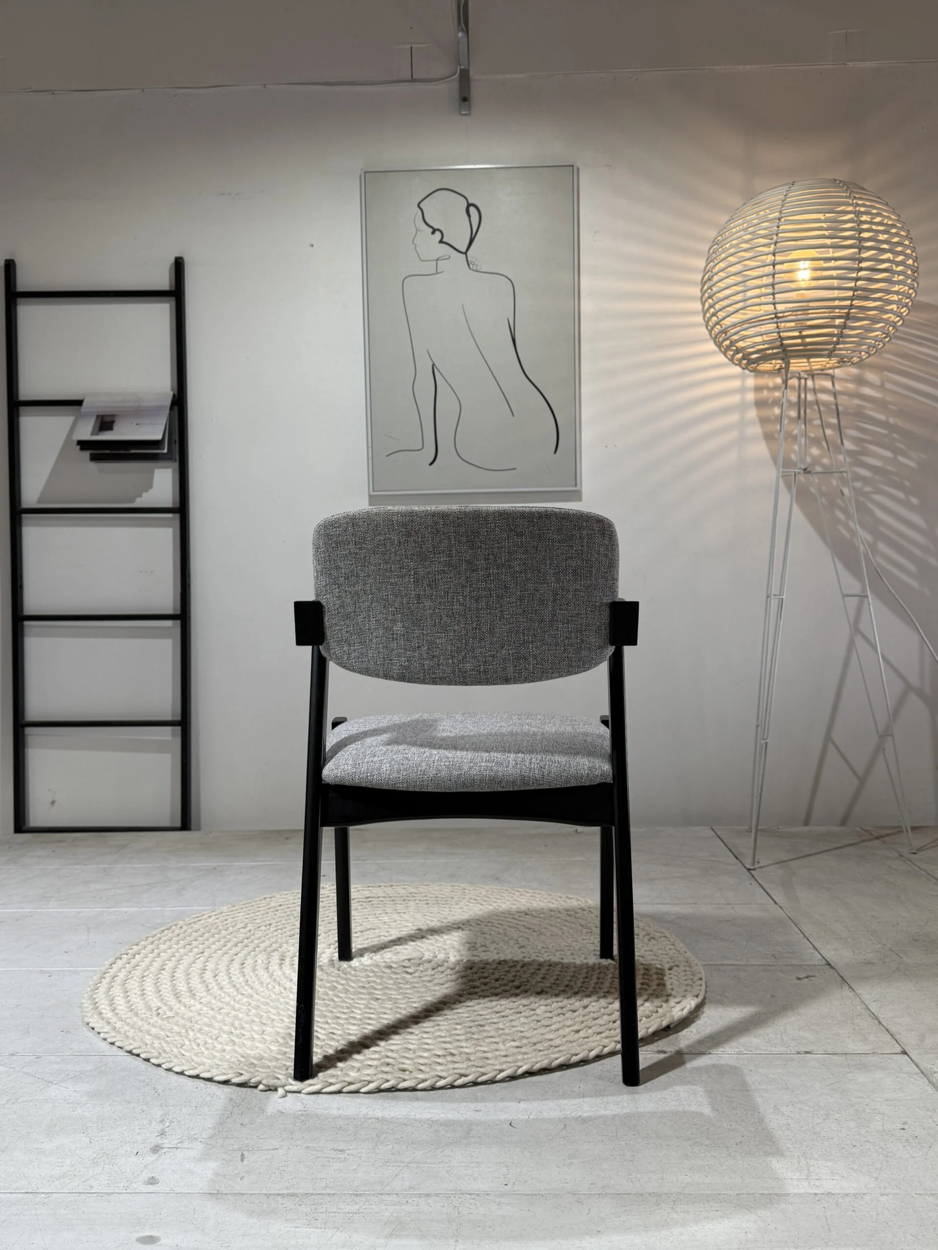 Ash Dining Chair Grey Fabric & Black Wooden Legs – view 4