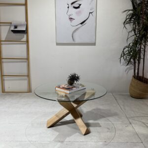 Ryan - Coffee Table | Natural Legs and Glass Top