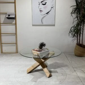 Ryan - Coffee Table | Natural Legs and Glass Top