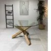 Ryan –  Dining Table With Natural Wooden Legs And Glass Top