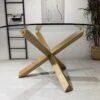 Ryan –  Dining Table With Natural Wooden Legs And Glass Top