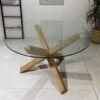 Ryan –  Dining Table With Natural Wooden Legs And Glass Top
