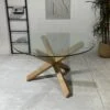 Ryan –  Dining Table With Natural Wooden Legs And Glass Top