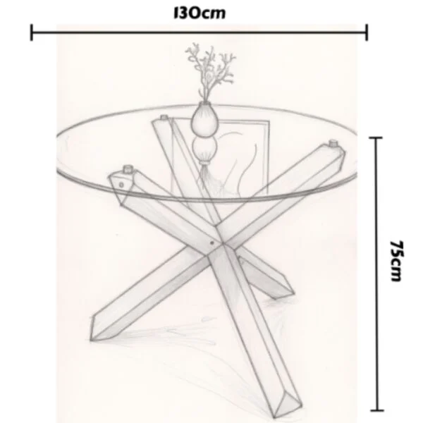 Ryan –  Dining Table With Natural Wooden Legs And Glass Top