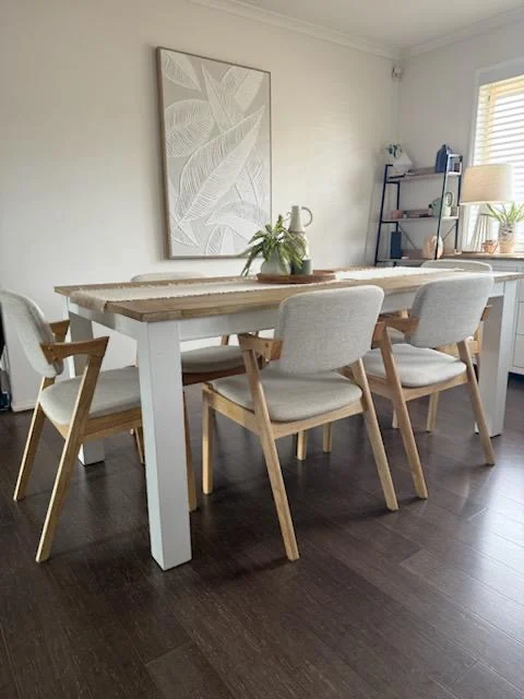 Ash Dining Chair Beige Fabric & Natural Timber Legs | Dining Chairs Melbourne