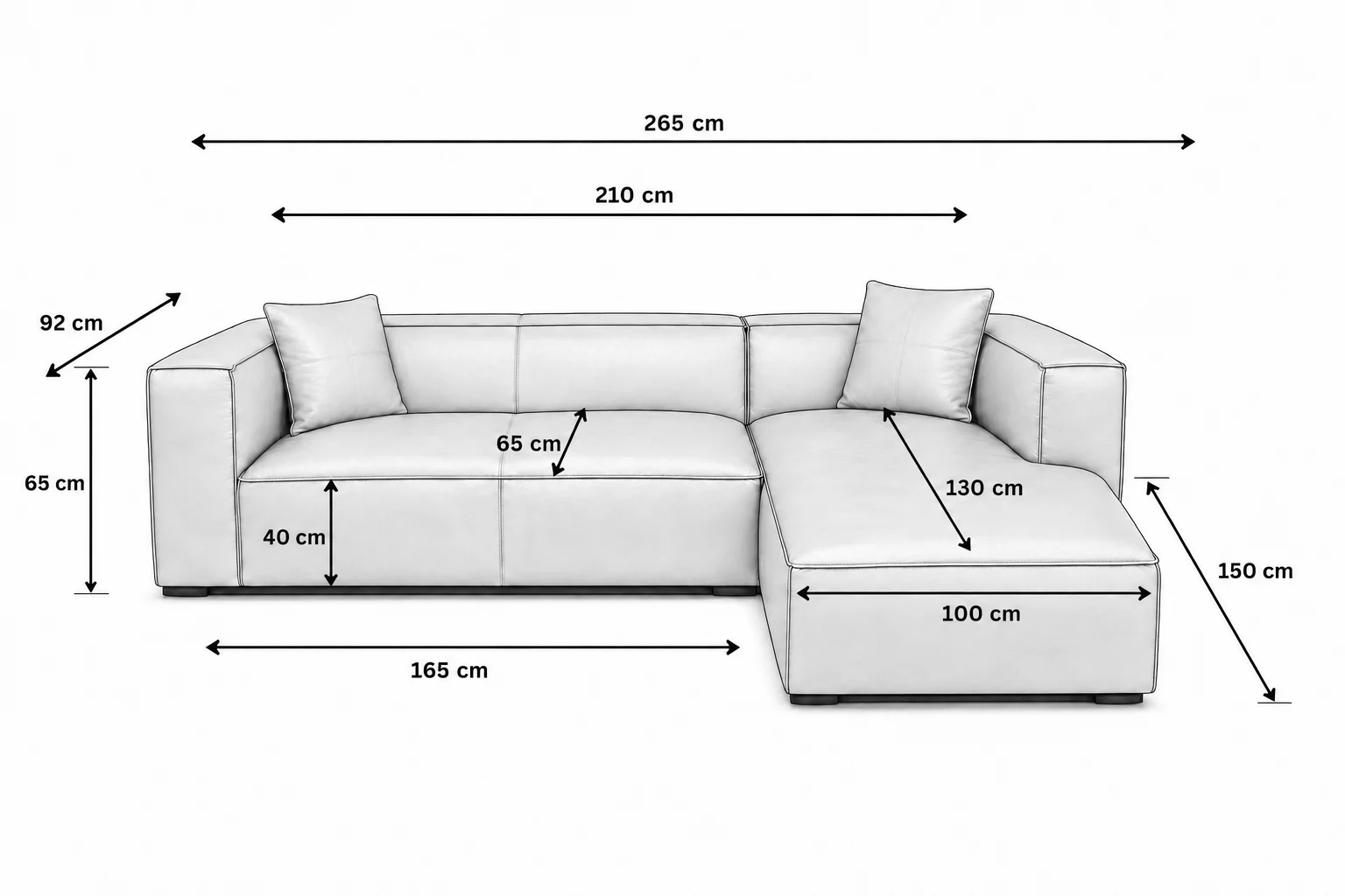 Newland Cognac Leather Sofa RHF | Modern Leather Sofas Melbourne