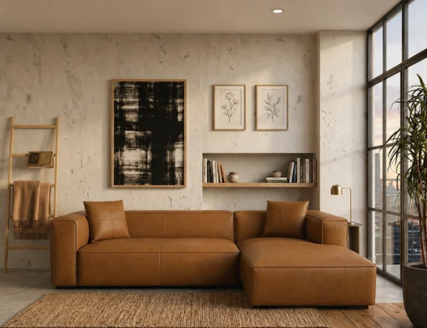 Newland Cognac Leather Sofa RHF | Modern Leather Sofas Melbourne