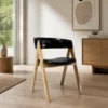 Nicole - Dining Chair, Black PU and Natural Legs