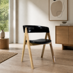 Nicole - Dining Chair | Black PU and Natural Legs