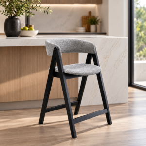 Nicole - Bar Stool | Grey with Black Legs
