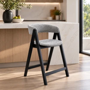 Nicole - Bar Stool, Grey with Black Legs