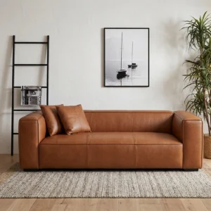 Newland 3 Seater Cognac Leather Sofa | Premium Genuine Leather Couch Melbourne