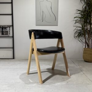 Nicole - Dining Chair | Black PU and Natural Legs