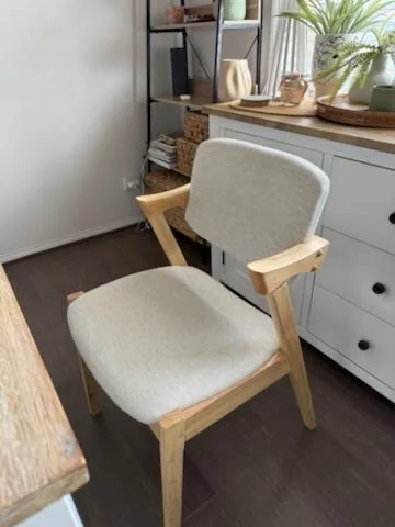 Ash Dining Chair Beige Fabric & Natural Timber Legs | Dining Chairs Melbourne