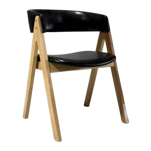 Nicole Dining Chair | Black PU Seats and Natural Wood Legs