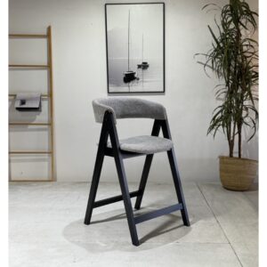 Nicole - Bar Stool | Grey with Black Legs