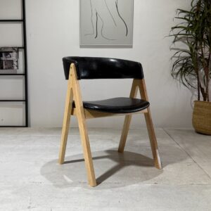 Nicole - Dining Chair | Black PU and Natural Legs