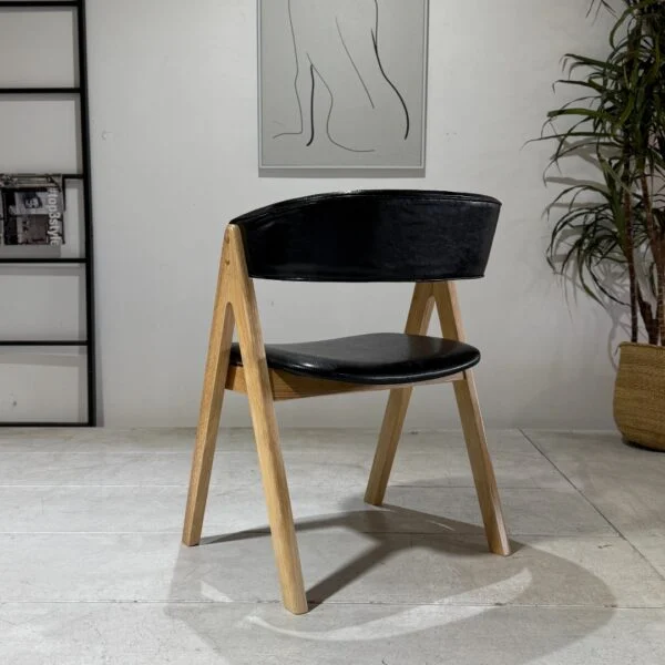 Nicole - Dining Chair, Black PU and Natural Legs – view 2