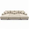 Kaylie Double Chaise Fabric Sofa with Ottoman | Beige Family Lounge Suite Melbourne