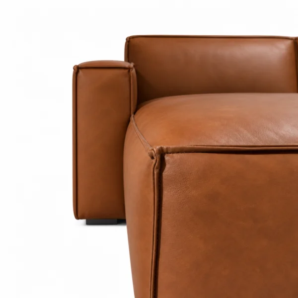 Kito Tan Leather Sofa LHF With Ottoman | Modern Leather Sofas Melbourne
