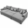 Kaylie Double Chaise Grey Fabric Sofa with Ottoman | Modern Chaise Lounge Suite Melbourne