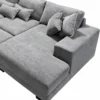 Kaylie Double Chaise Grey Fabric Sofa with Ottoman | Modern Chaise Lounge Suite Melbourne