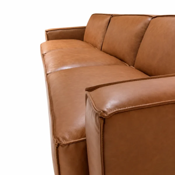 Kito Tan Leather Sofa RHF With Ottoman | Modern Leather Sofas Melbourne