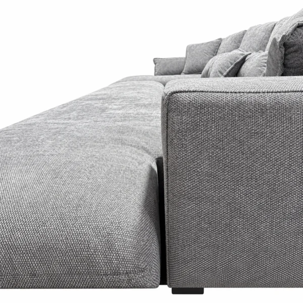 Kaylie Double Chaise Grey Fabric Sofa with Ottoman | Modern Chaise Lounge Suite Melbourne