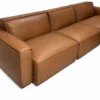Kito Tan Leather Sofa RHF With Ottoman | Modern Leather Sofas Melbourne