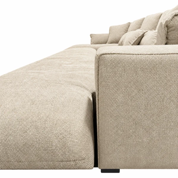 Kaylie Double Chaise Fabric Sofa with Ottoman | Beige Family Lounge Suite Melbourne