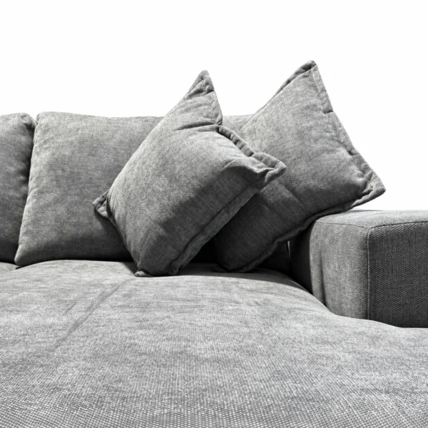 Kaylie Double Chaise Grey Fabric Sofa with Ottoman | Modern Chaise Lounge Suite Melbourne