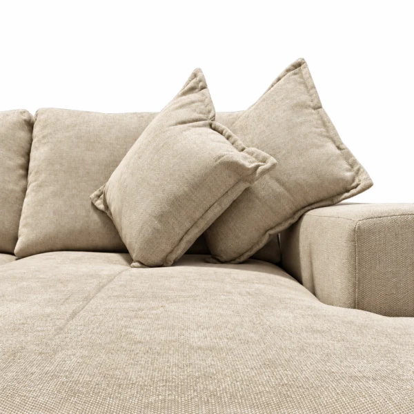 Kaylie Double Chaise Fabric Sofa with Ottoman | Beige Family Lounge Suite Melbourne