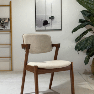 Ash - Dining Chairs | Fabric Beige With Natural Walnut Legs