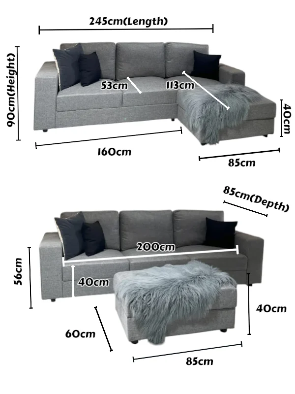 Adri – Sofa and 2 Free Cushions | 3 Seater Fabric (Ex-Display)