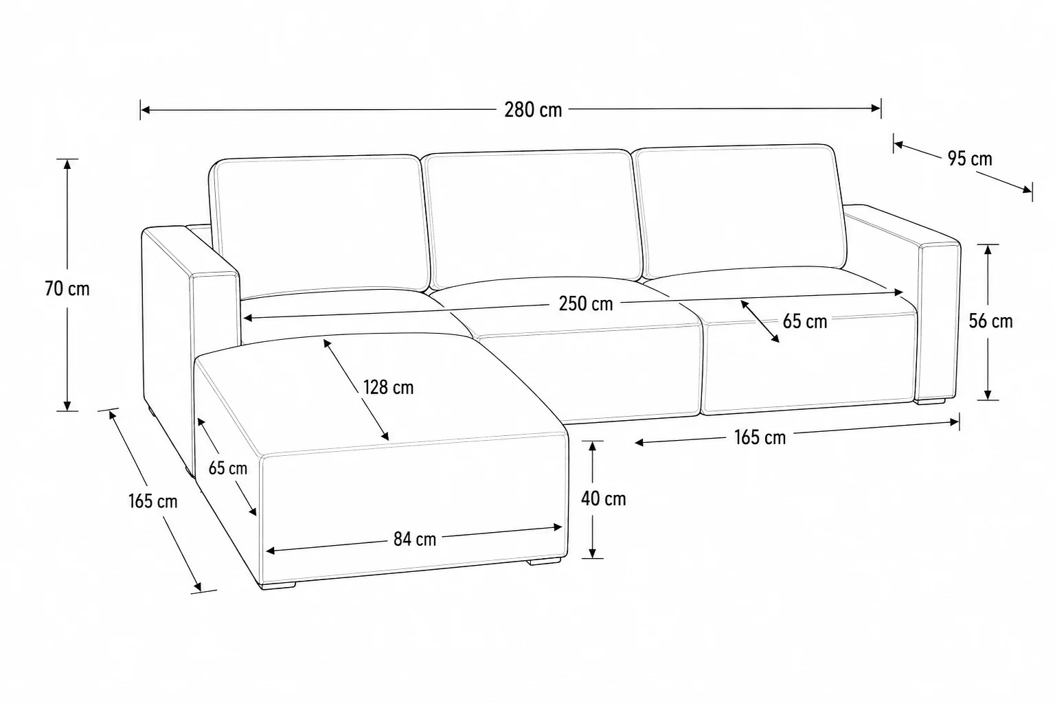 Kito Tan Leather Sofa LHF With Ottoman | Modern Leather Sofas Melbourne