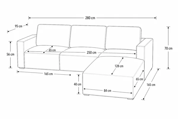 Kito Tan Leather Sofa RHF With Ottoman | Modern Leather Sofas Melbourne