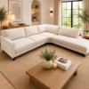 San Remo RHF Beige Fabric Corner Sofa | Modern L-Shaped Lounge
