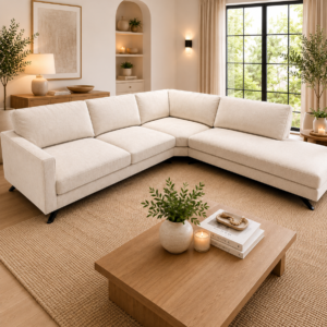 San Remo Beige Fabric Corner Sofa | Modern L-Shaped Lounge