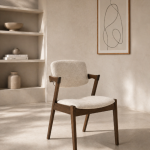 Ash - Dining Chairs | Fabric Beige With Walnut Legs