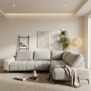 Odette Grey Fabric Sofa RHF | Modern RHF Chaise Lounge Melbourne