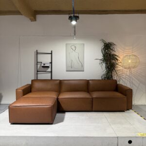 The Kito Set with Ottoman  – Leather Sofa | Tan | LHF