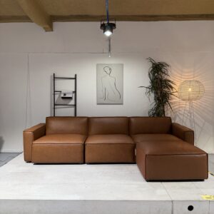 The Kito Set with Ottoman  – Leather Sofa | Tan | RHF