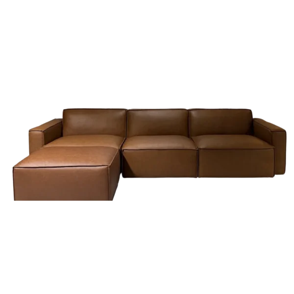 Kito Set with Ottoman Leather Sofa | Tan | LHF