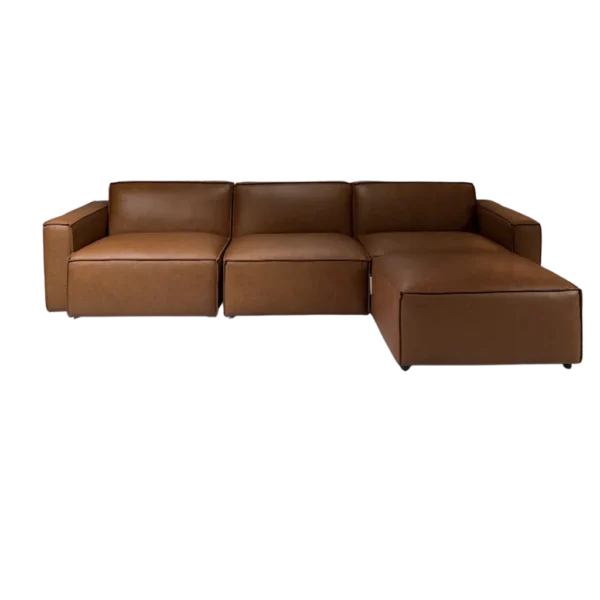 Kito Set with Ottoman Leather Sofa | Tan | RHF