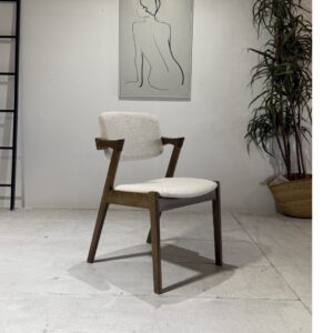Ash - Dining Chairs | Fabric Beige With Walnut Legs