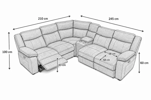 Crystal Recliner Modular Sofa, Black Fabric Lounge Suite with 4 Recliners Melbourne – view 6